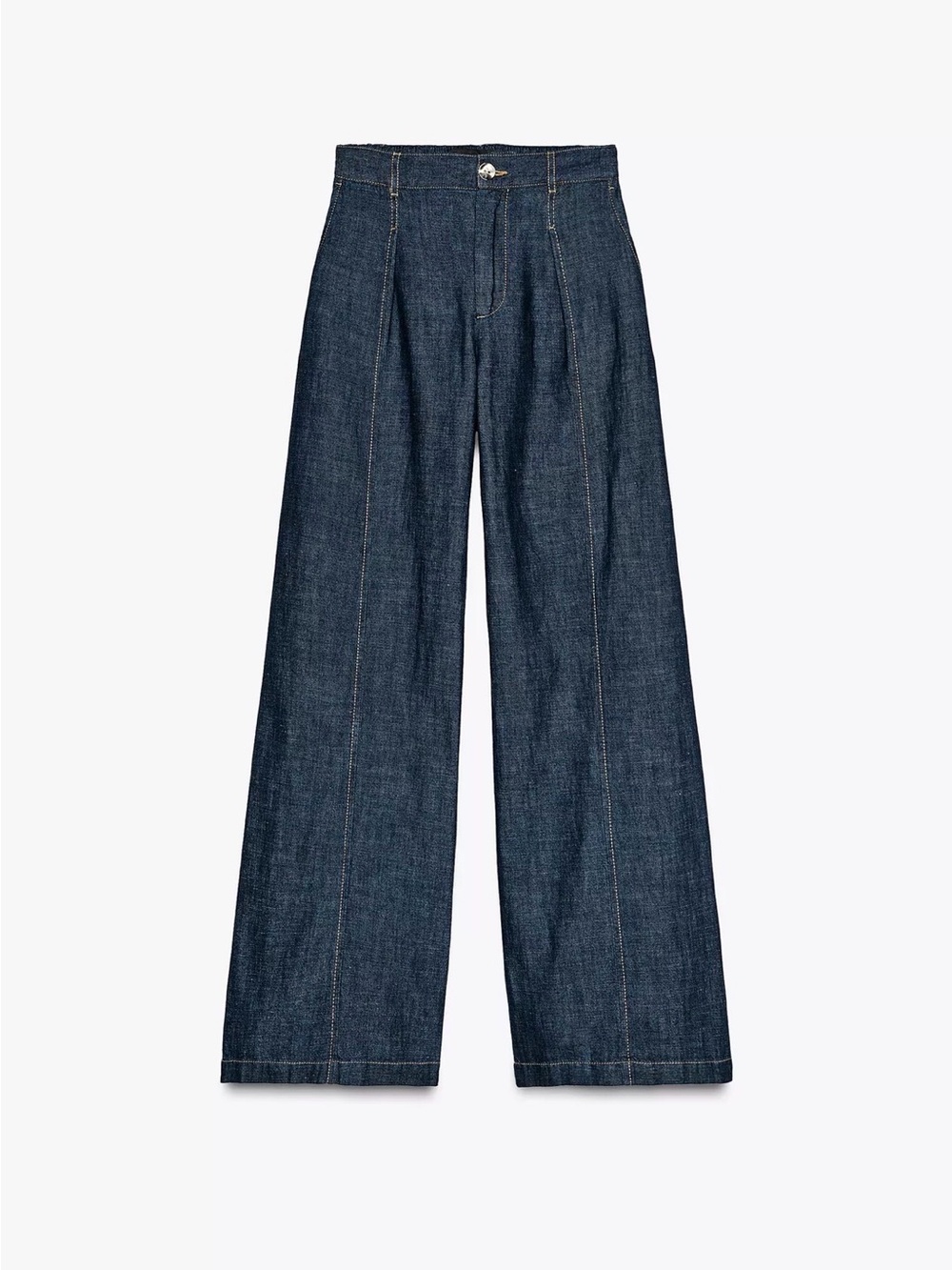 NWOT Zara Wide-Leg Denim Trousers - Dark Blue
